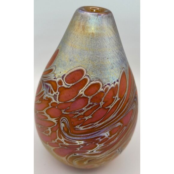 Vintage Maytum Studio Art Glass Hand Blown Pear Oil Lamp Iridescent 1984 - Picture 2 of 5